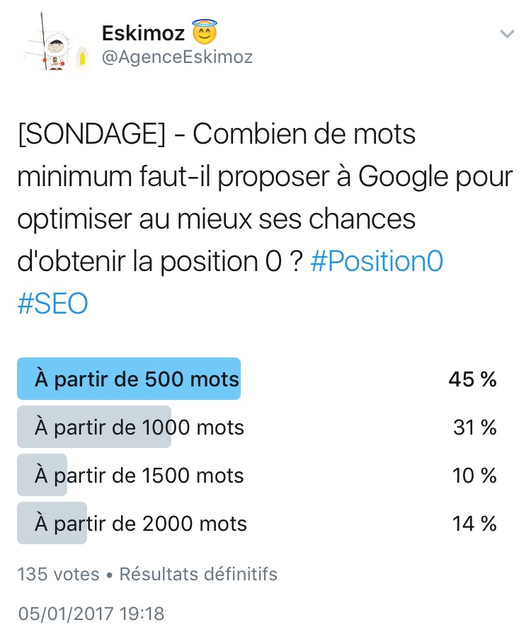 Combien de mots minimum faut-il proposer a Google pour obtenir la position 0 ?